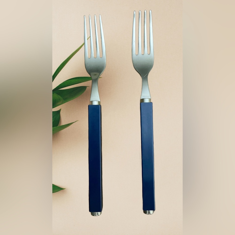 Villeroy & Boch PLAY TWO!! Pattern 2 Blue Dinner Forks Pair wellw Fiestaware NEW